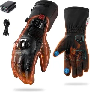 Electric Heated Gloves for Men & Women - Rechargeable with 3 Temp Levels, Waterproof & Windproof for Cycling, Skiing & Hiking