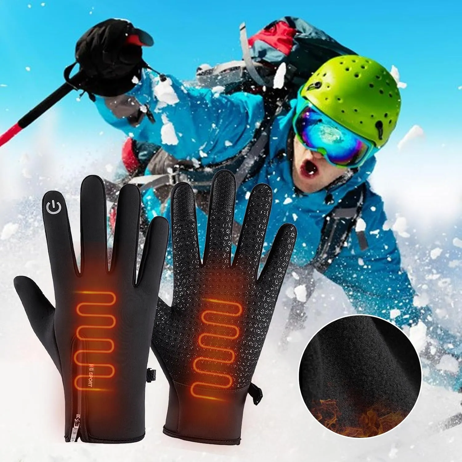 Electric Heated Gloves,Waterproof & Windproof Ski Gloves,Cold Weather Snowboarding Shovel Snow,Heated Ski Mittens,Warm Windproof Snow Mittens