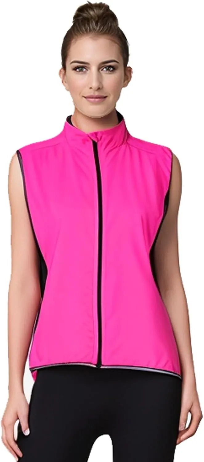 Gilet Sleeveless Cycling Jacket Womens，Breathable and Reflective Packable Jacket Cycling Hiking Sports
