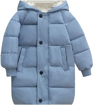 Girls Long Winter Coat Hooded Puffer Jacket Kids Lightweight Down Coat Insulated Parka Thicken Warm Padded Jacket
