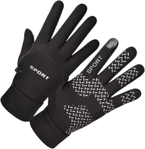 Homoyoyo 1 Pair Winter Gloves for Men Women Touch Screen Finger Gloves with Skid Palm Thick Interior for Outdoor Cycling Hiking Climbing and Cold Weather Activities Black