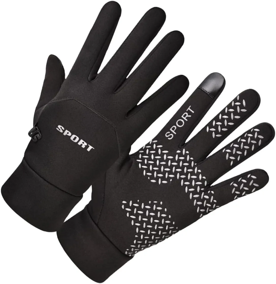 Homoyoyo 1 Pair Winter Gloves for Men Women Touch Screen Finger Gloves with Skid Palm Thick Interior for Outdoor Cycling Hiking Climbing and Cold Weather Activities Black