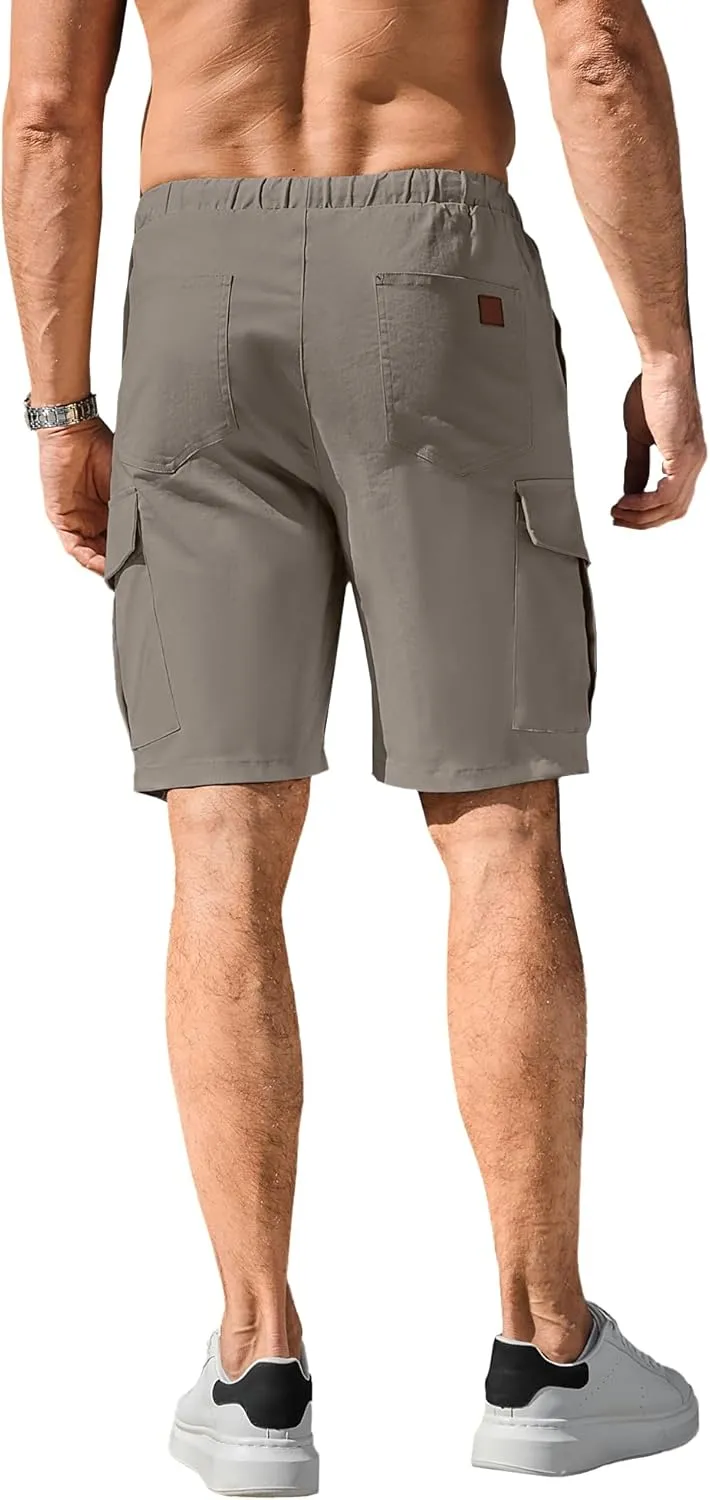 HOTake Men's Casual Cargo Jogger Shorts Drawstring Elastic Waist Summer Beach Shorts Athletic Stretch Short with 6 Pockets