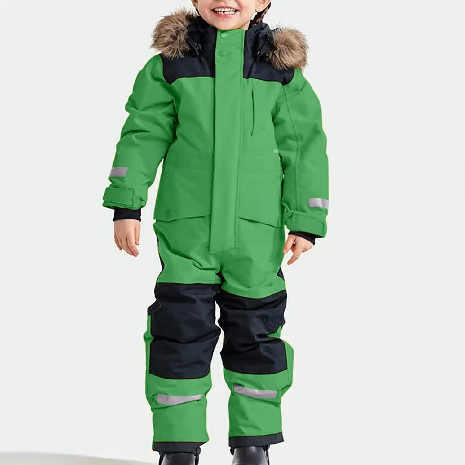 Kids One Piece Snowsuit Girls Boys Ski Snowboard Jumpsuits Winter Thicken Warm Waterproof Windproof Thermal Jackets