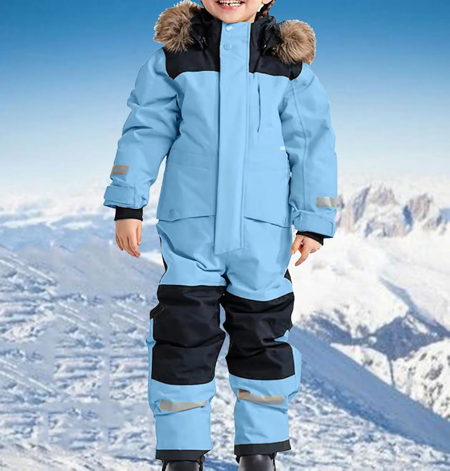 Kids One Piece Snowsuit Girls Boys Ski Snowboard Jumpsuits Winter Thicken Warm Waterproof Windproof Thermal Jackets