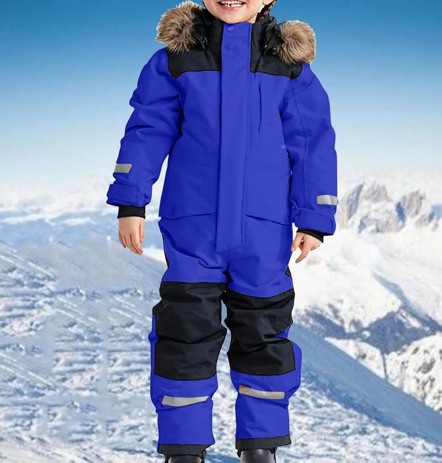 Kids One Piece Snowsuit Girls Boys Ski Snowboard Jumpsuits Winter Thicken Warm Waterproof Windproof Thermal Jackets