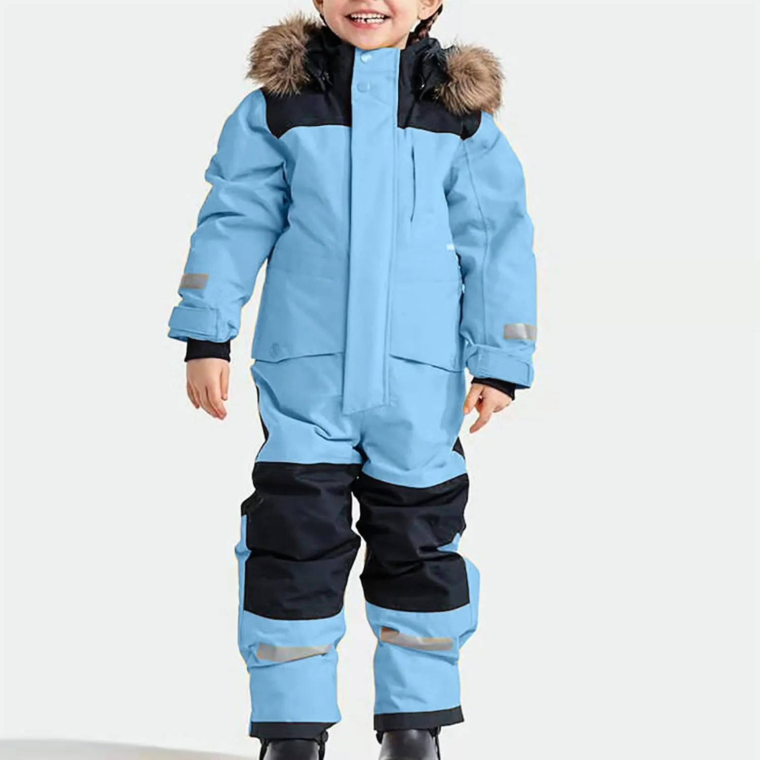 Kids One Piece Snowsuit Girls Boys Ski Snowboard Jumpsuits Winter Thicken Warm Waterproof Windproof Thermal Jackets