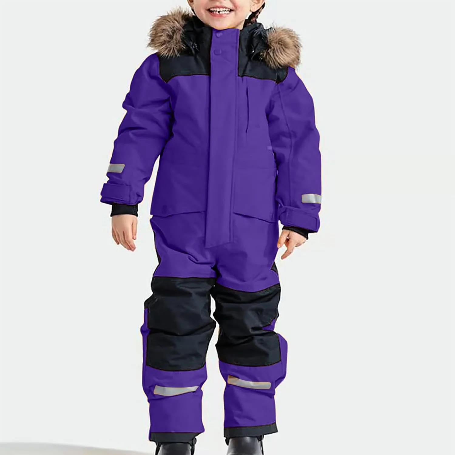 Kids One Piece Snowsuit Girls Boys Ski Snowboard Jumpsuits Winter Thicken Warm Waterproof Windproof Thermal Jackets