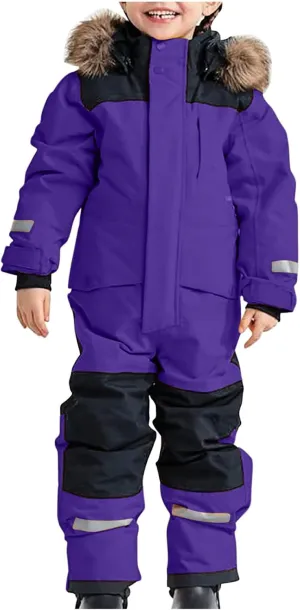 Kids One Piece Snowsuit Girls Boys Ski Snowboard Jumpsuits Winter Thicken Warm Waterproof Windproof Thermal Jackets