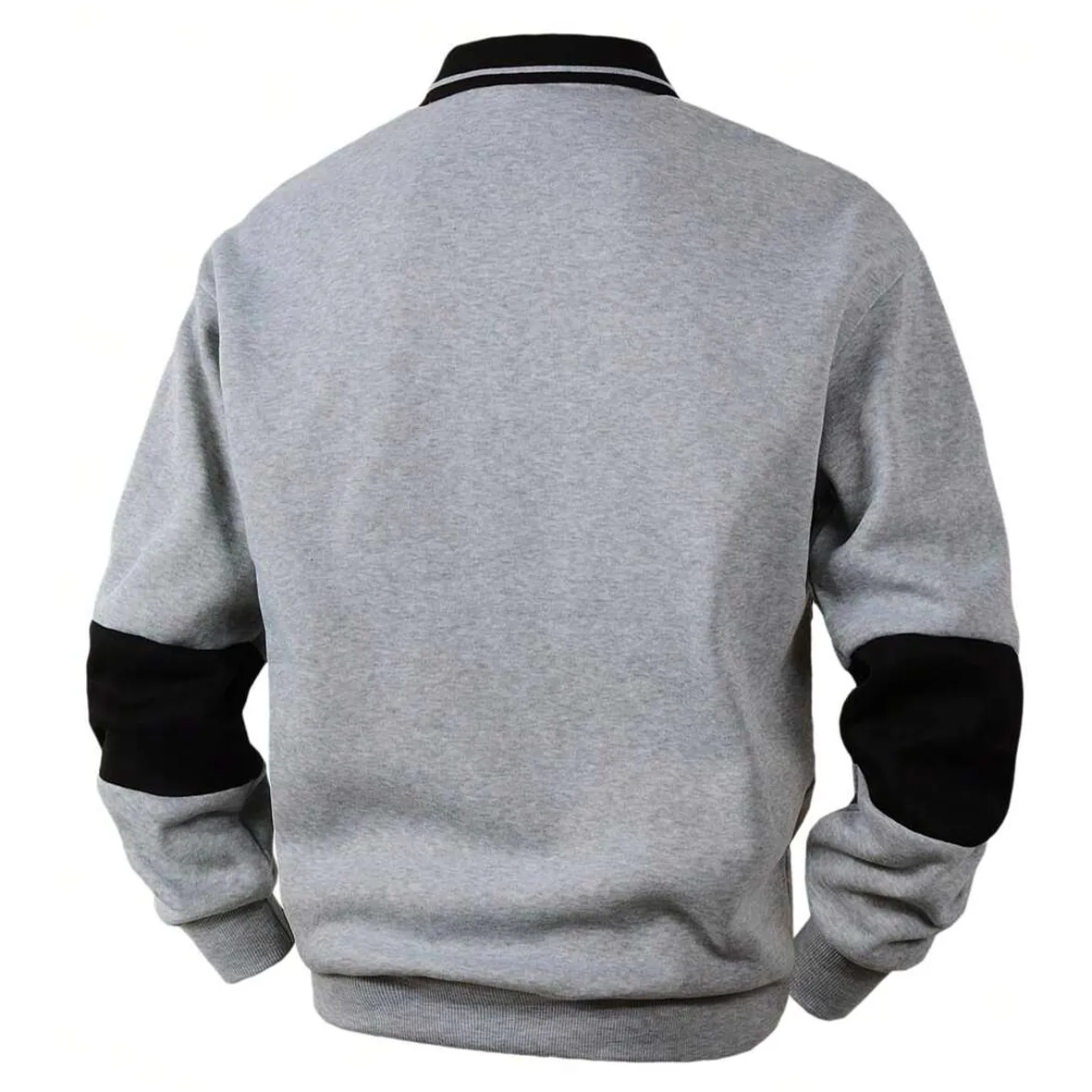Men's Button-Up Long Sleeve Striped Pullover Sweatshirt