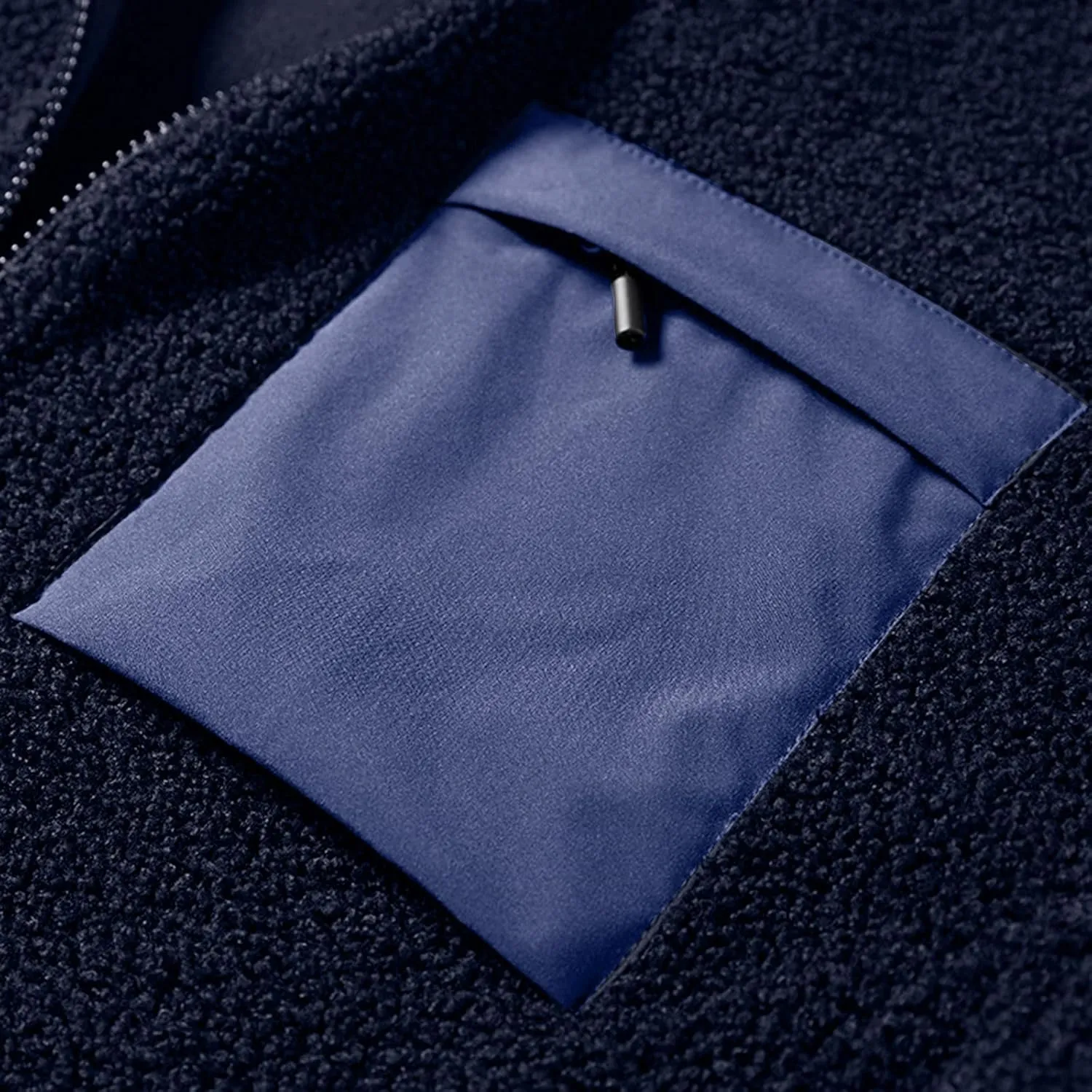 MIDOO Mens Zip Up Fleece Jacket No Hood Outdoor Warm Plus Size Pocket Zipper Lapel Cardigan Jacket Coats for Men Tall
