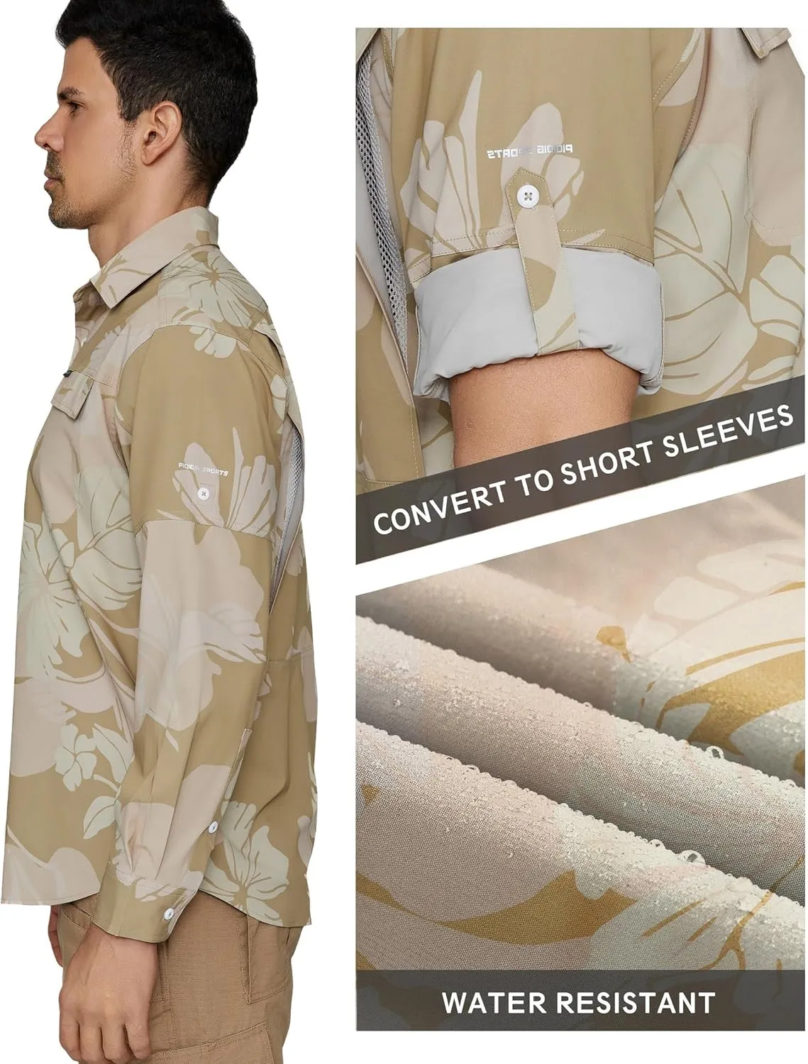 PIQIDIG Men's Long Sleeve Sun Protection Shirts UPF 50  Quick Dry Button Down Shirts Hiking Fishing Camping Travel Work