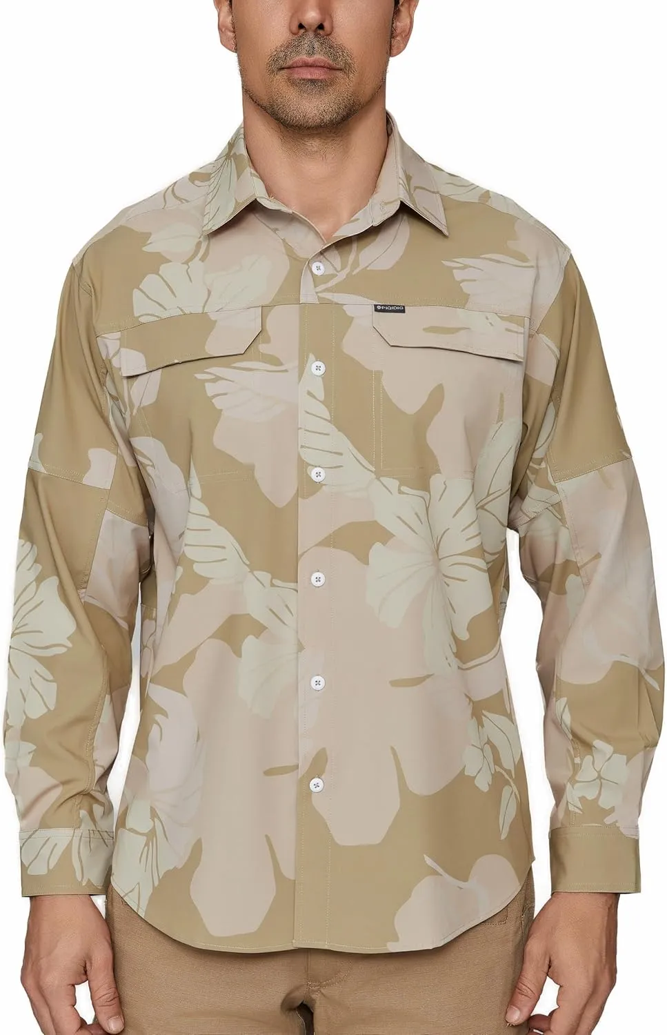 PIQIDIG Men's Long Sleeve Sun Protection Shirts UPF 50  Quick Dry Button Down Shirts Hiking Fishing Camping Travel Work