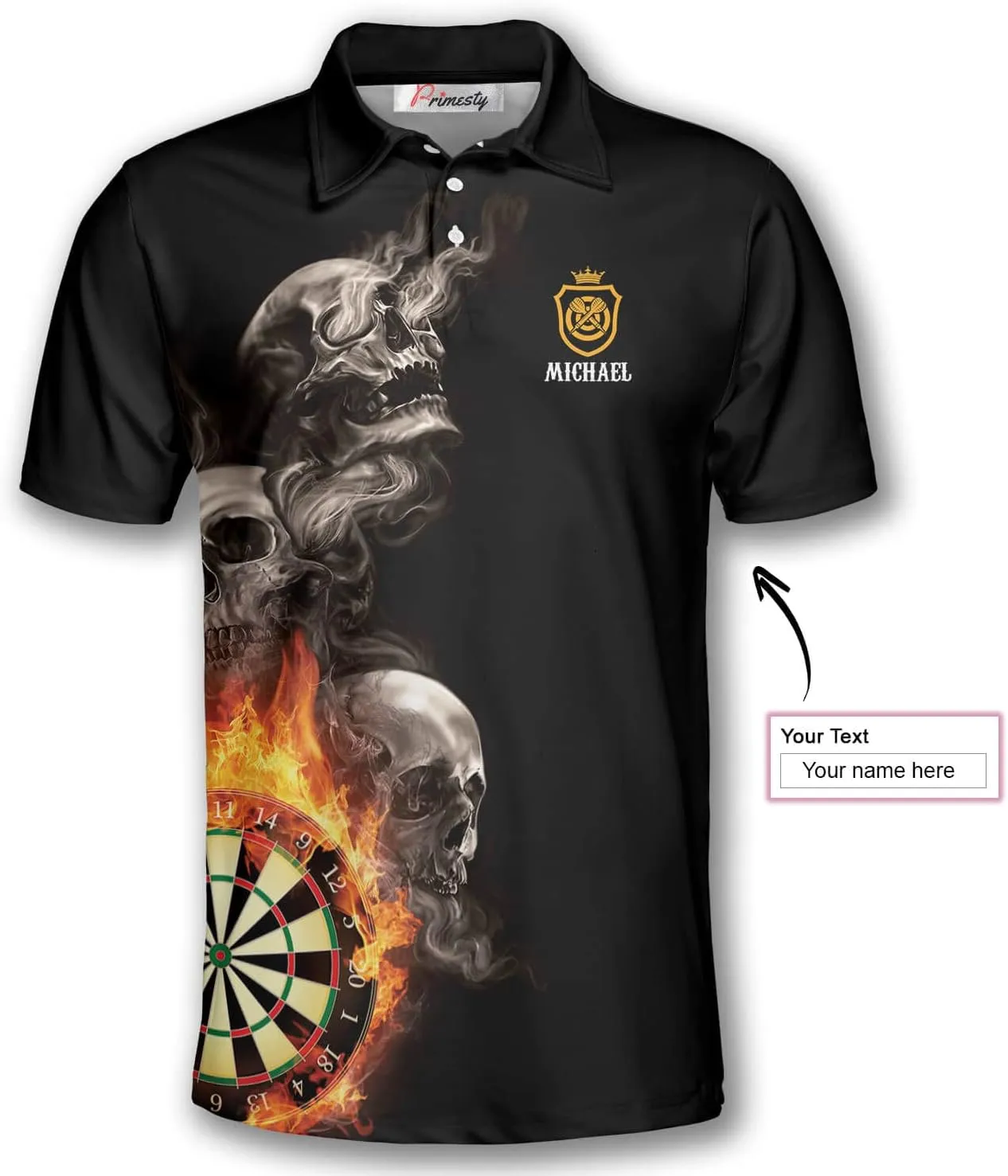 PRIMESTY Personalized Darts Shirts for Men, Custom Dart Jerseys for Teams, Darts Polo Shirts, Size S-5XL