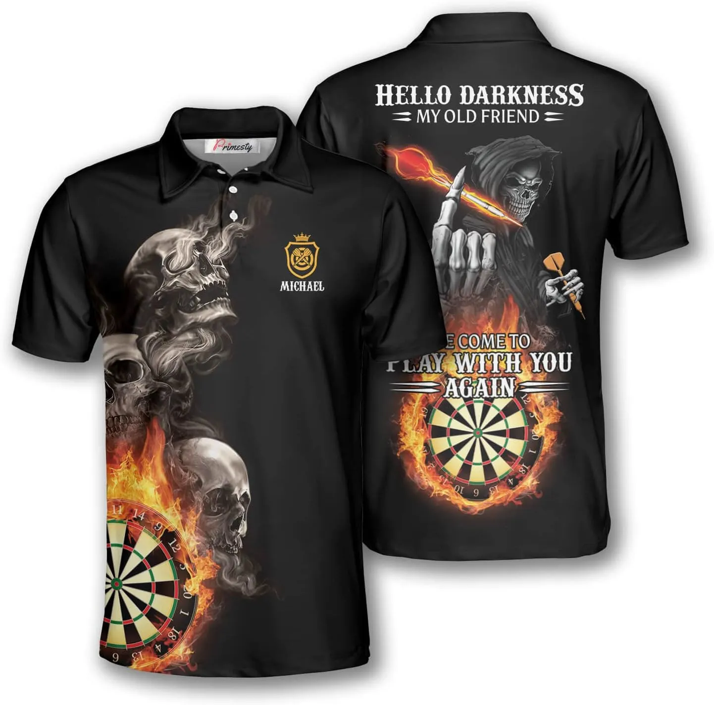 PRIMESTY Personalized Darts Shirts for Men, Custom Dart Jerseys for Teams, Darts Polo Shirts, Size S-5XL