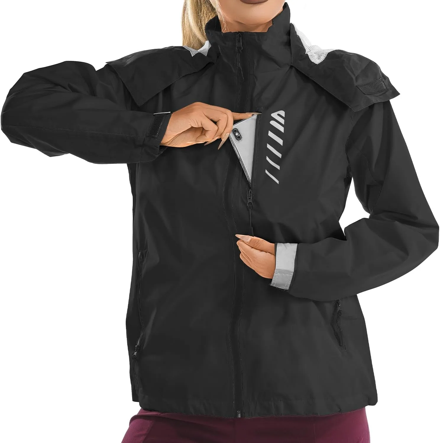 Rain Jacket Women Cycling Windbreaker Lightweight Running Bike Jackets Hooded Waterproof Hiking Coats With Pockets