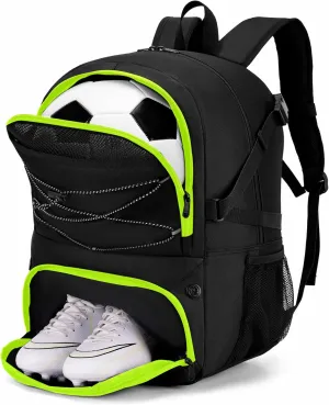 Soccer Backpack with Ball Holder &Soccer bag With Shoe Compartment, Water-Resistant Sports Bag for Soccer, Basketball, Football, Volleyball