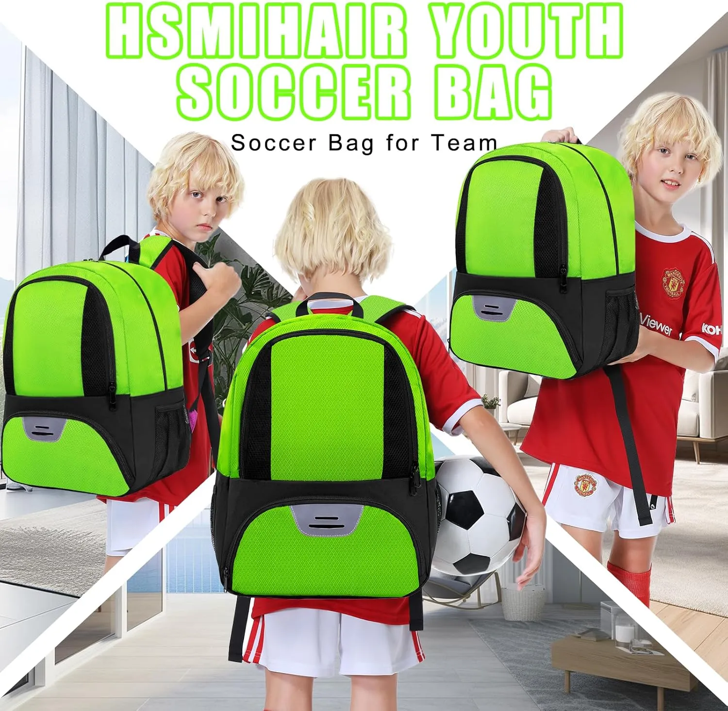 Soccer Bag,Youth Soccer Backpack, Football Volleyball Basketball Backpack fo,Sport Equipment Bags with Shoe compartment