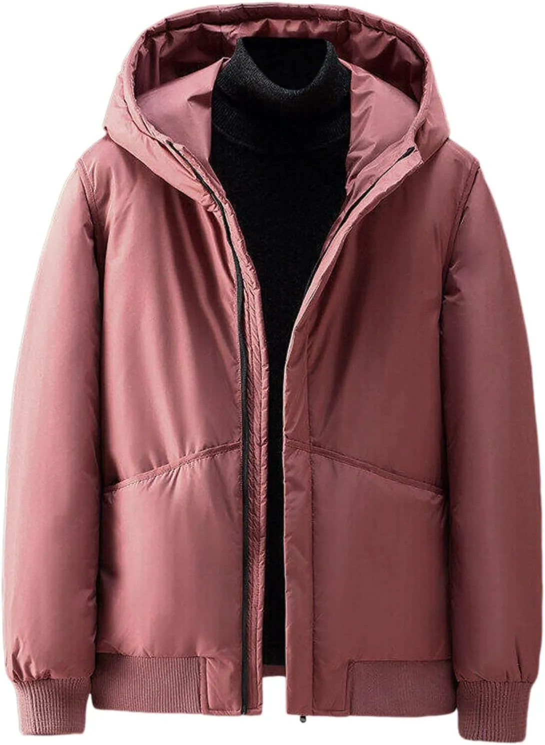 Winter Hooded Puffer Jacket Men Quilted Padded Full Zip Puffy Insulated down Jacket Thermal Warm Windproof Coat Outdoor