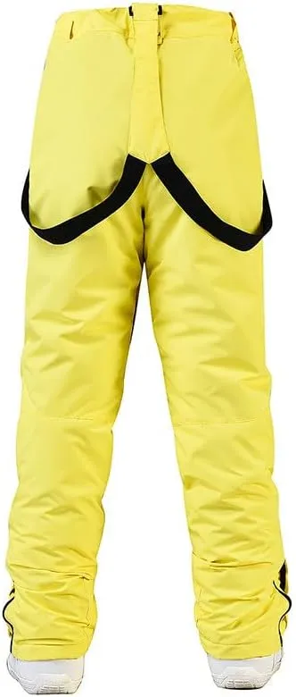Womens Outdoor Snow Pants Detachable Ski Bib Windproof Pant Thick Thermal Hiking Snowboard Trousers with Pockets