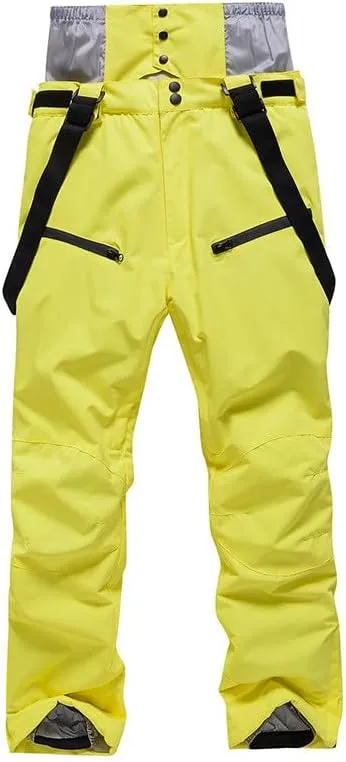Womens Outdoor Snow Pants Detachable Ski Bib Windproof Pant Thick Thermal Hiking Snowboard Trousers with Pockets