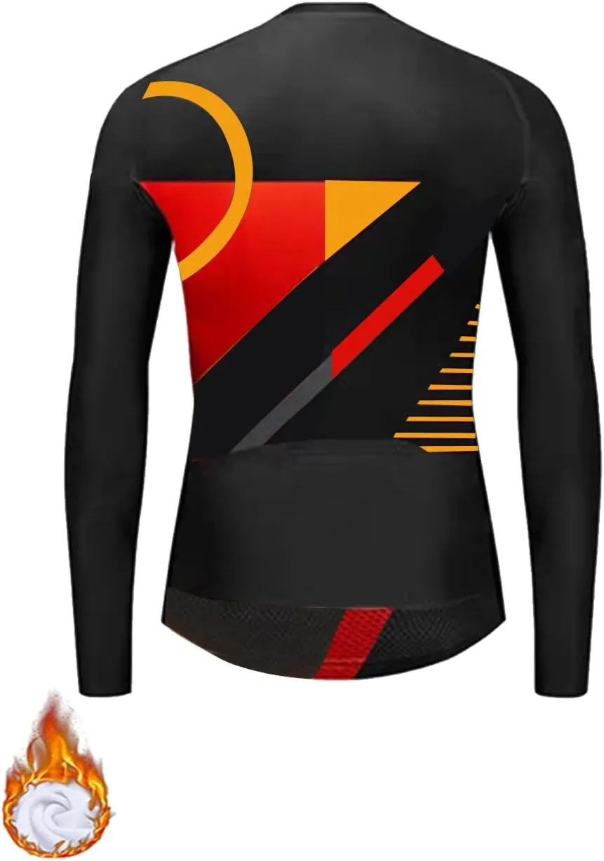 YIBIMOTTO Men's Winter Cycling Jacket Windproof Softshell Thermal Fleece Breathable Bike Jersey for Outdoors